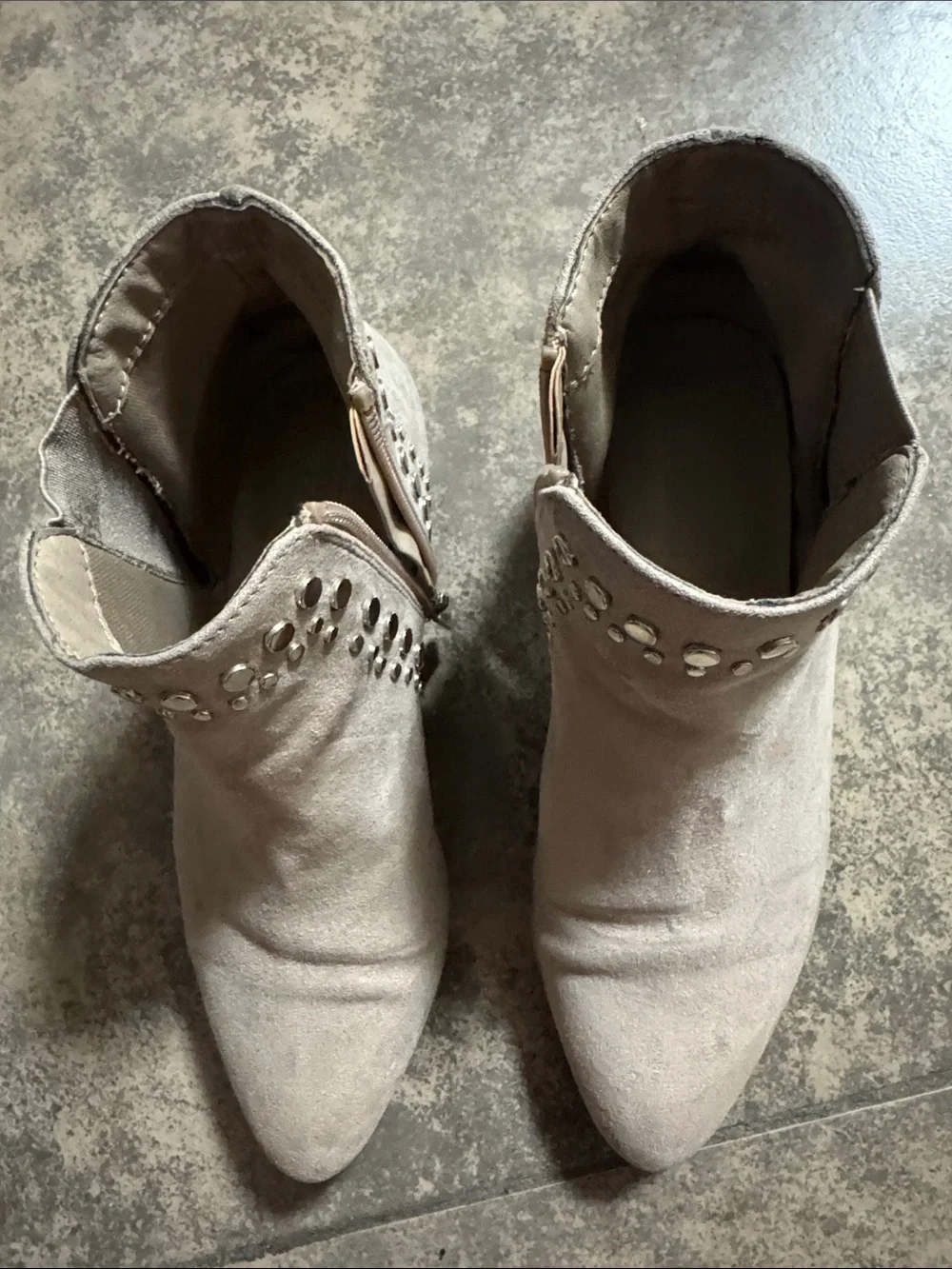 Women’s Taupe Suede Studded Ankle Boots